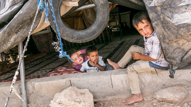 Kinder in Notunterkunft im Gazastreifen