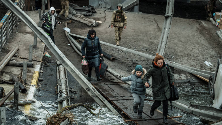 Menschen aus der Ukraine auf der Flucht vor dem Krieg