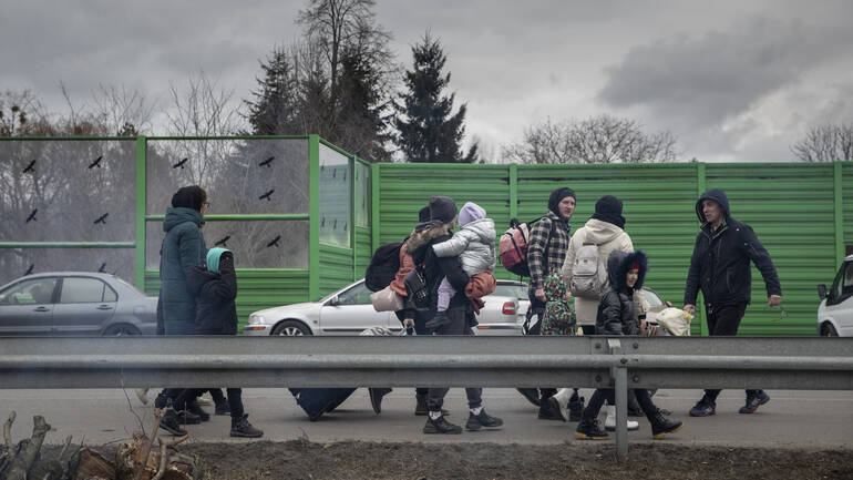 Familie auf der Flucht