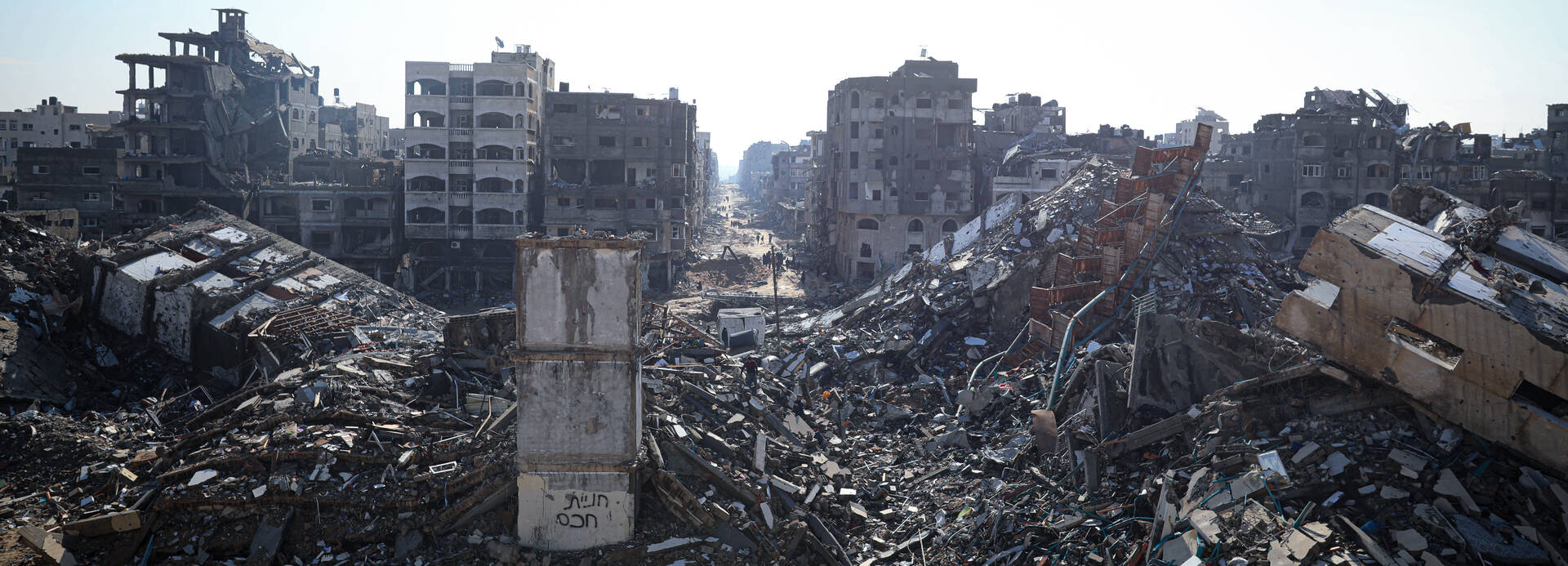 Ein durch den Konflikt völlig zerstörtes Viertel im Norden des Gazastreifens. Ein durch den Konflikt völlig zerstörtes Viertel im Norden des Gazastreifens.