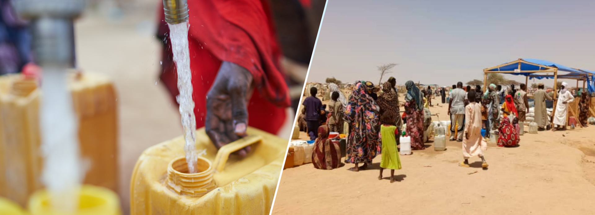 Wasserabfüllung in einem Lager im Tschad für sudanesische Geflüchtete Wasserabfüllung in einem Lager im Tschad für sudanesische Geflüchtete