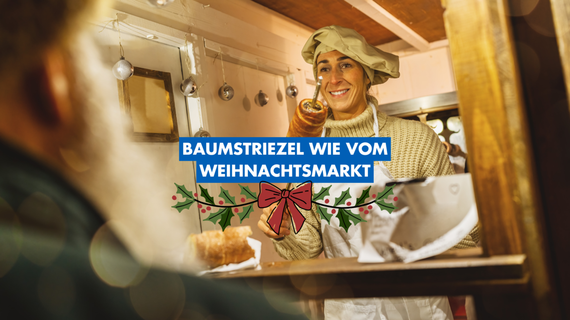 Baumstriezelverkauf auf Weihnachtsmarkt Baumstriezelverkauf auf Weihnachtsmarkt