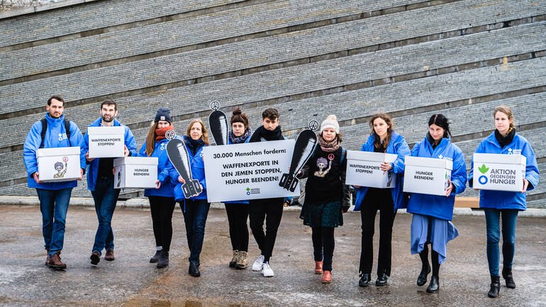 Das Team von Aktion gegen den Hunger fordert weiter: Waffenexporte zu stoppen und Hunger zu beenden!