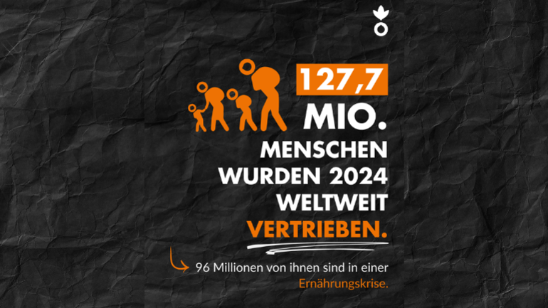 127,7 Millionen Menschen wurden 2024 weltweit vertrieben. 96 Millionen von ihnen sind in einer Ernährungskrise.
