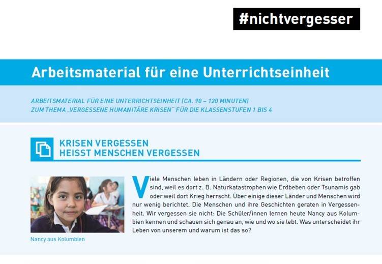 Unterrichtsmaterial BNE zu vergessenenen humanitären Krisen