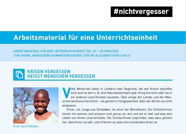 Unterrichtsmaterial BNE zu vergessenen humanitären Krisen