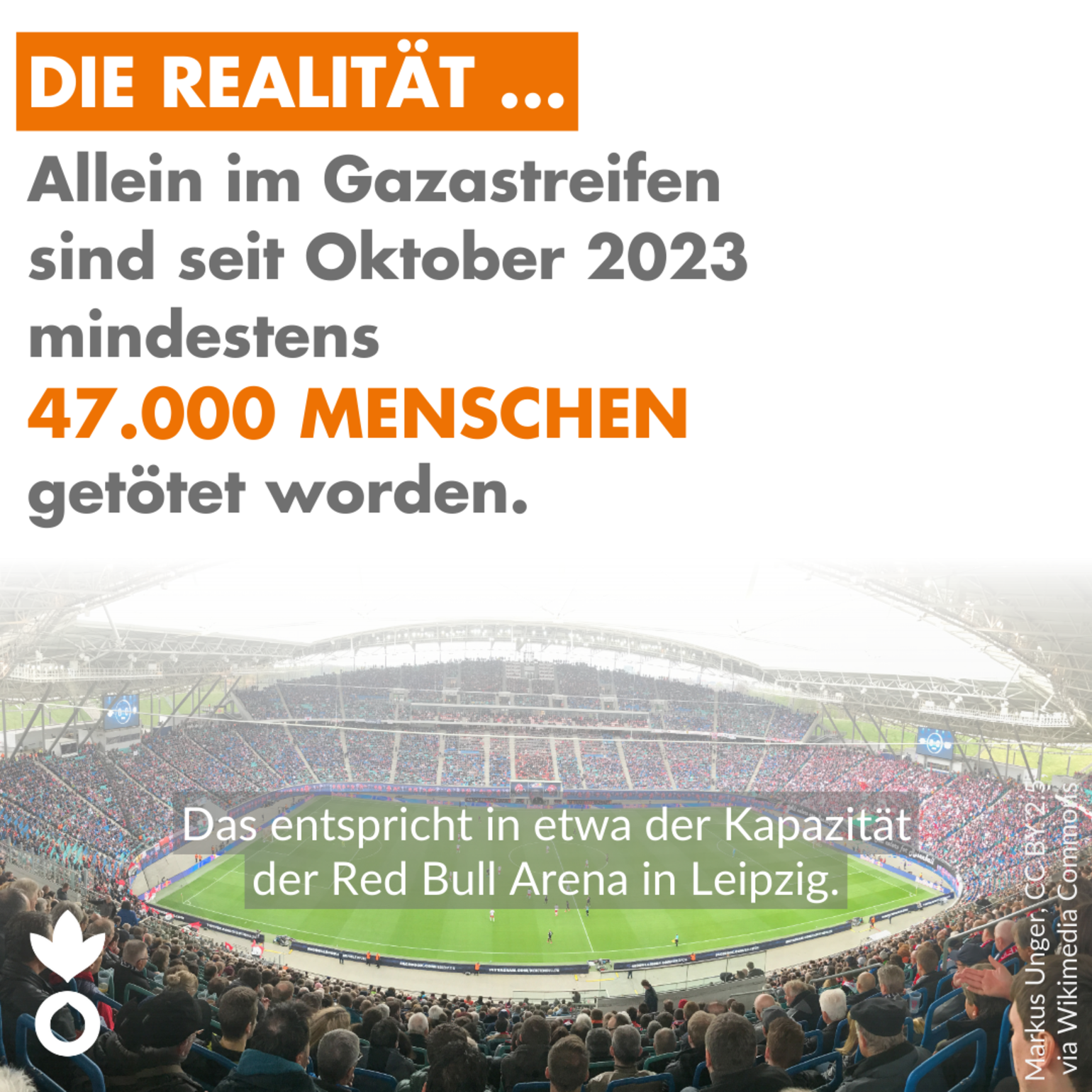 Grafik: 47.000 getötete Menschen im Gazastreifen entspricht in etwa der Kapazität der Red Bull Arena in Leipzig