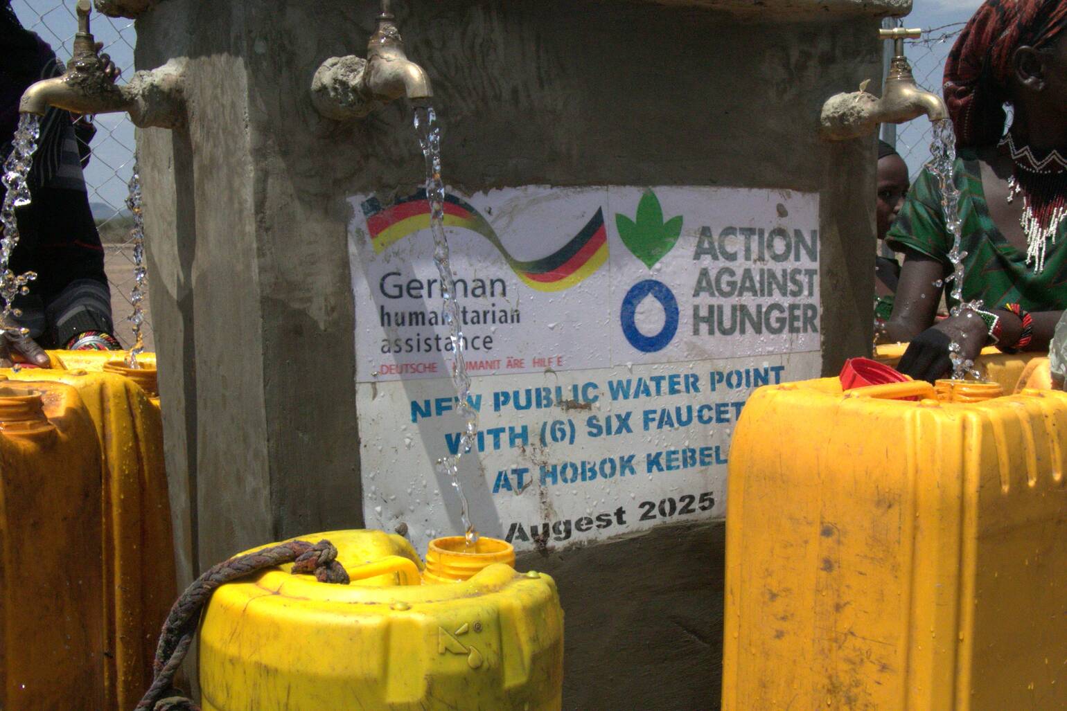 Nahaufnahme einer sanierten Wasserstelle in Hobok, Borena, Äthiopien, die sauberes Trinkwasser für die lokale Bevölkerung bereitstellt.