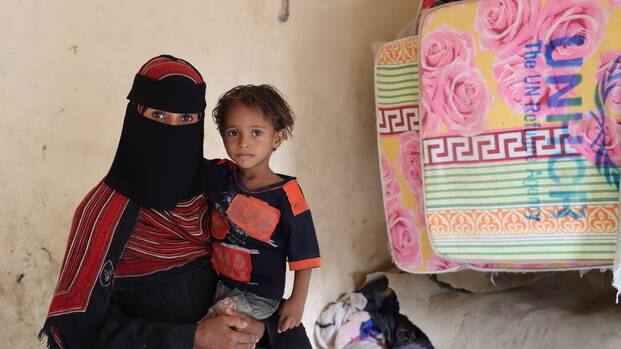 Portrait von Mutter und ihrem Sohn aus dem Jemen